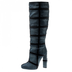 Tom Ford Denim And Leather Trim Patchwork Knee Length Boots Size  Tom  Ford | TLC