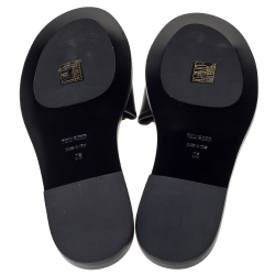 Pre Owned Tom Ford Black Leather TF Flat Slides Size 38