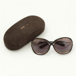 Pre Owned Tom Ford Black and Gold Samantha Square Sunglasses