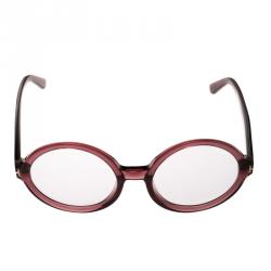 Pre Owned Tom Ford Purple TF 369 Clip On Round Sunglasses