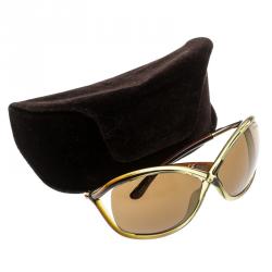 Pre Owned Tom Ford Brown/Green TF9 Q25 Whitney Oversized Sunglasses