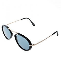 Pre Owned Tom Ford Black/Blue TF473 Aaron Aviator Sunglasses 