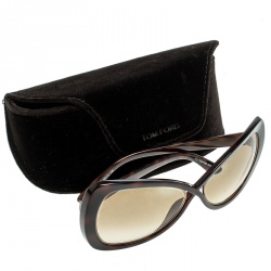 Pre Owned Tom Ford Brown/Brown Gradient TF277 Jade Square Oversized Sunglasses