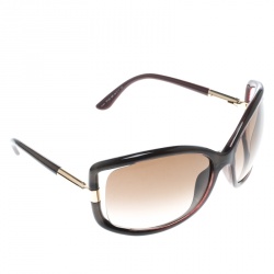 Pre Owned Tom Ford Maroon/Brown Gradient TF125 Anais Oversized Sunglasses