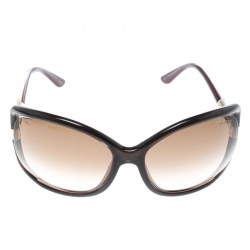 Pre Owned Tom Ford Maroon/Brown Gradient TF125 Anais Oversized Sunglasses
