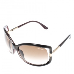 Pre Owned Tom Ford Maroon/Brown Gradient TF125 Anais Oversized Sunglasses