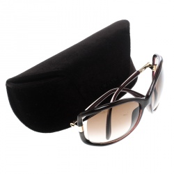 Pre Owned Tom Ford Maroon/Brown Gradient TF125 Anais Oversized Sunglasses