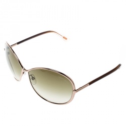 Pre Owned Tom Ford Gold/Brown Gradient TF180 Iris Oversized Round Sunglasses