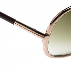 Pre Owned Tom Ford Gold/Brown Gradient TF180 Iris Oversized Round Sunglasses