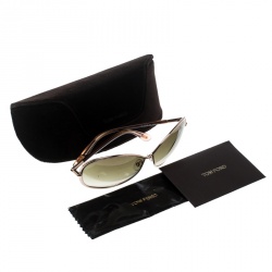 Pre Owned Tom Ford Gold/Brown Gradient TF180 Iris Oversized Round Sunglasses