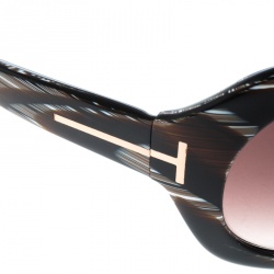 Pre Owned Tom Ford Brown Horn/Brown Gradient TF24 Camilla Round Sunglasses