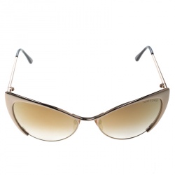 Pre Owned Tom Ford Gold Mirrored TF304 Nastasya Cat Eye Sunglasses