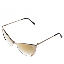 Pre Owned Tom Ford Gold Mirrored TF304 Nastasya Cat Eye Sunglasses