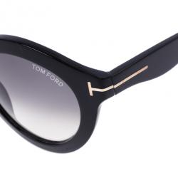 مملوكة مسبقًا Tom Ford Black Chiara 55mm Round Sunglasses