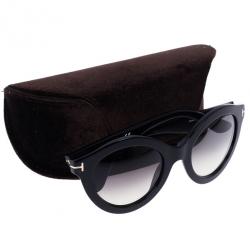 مملوكة مسبقًا Tom Ford Black Chiara 55mm Round Sunglasses