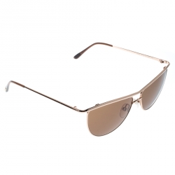 Pre Owned Tom Ford Gold/Brown TF182 Helene Cat Eye Sunglasses