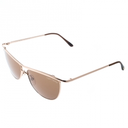 Pre Owned Tom Ford Gold/Brown TF182 Helene Cat Eye Sunglasses
