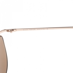 Pre Owned Tom Ford Gold/Brown TF182 Helene Cat Eye Sunglasses