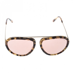 Pre Owned Tom Ford Brown Havana TF 452 Stacy Aviator Sunglasses