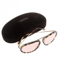 Pre Owned Tom Ford Brown Havana TF 452 Stacy Aviator Sunglasses