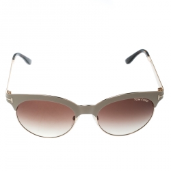 Pre Owned Tom Ford Beige/Brown Gradient TF438 Angela Round Sunglasses
