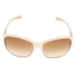 Pre Owned نظارة شمسية توم فورد جينفر مربعة كريمي