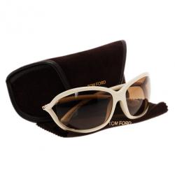 Pre Owned نظارة شمسية توم فورد جينفر مربعة كريمي