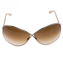 Pre Owned Tom Ford Brown Gradient TF 130 Miranda Oversize Sunglasses