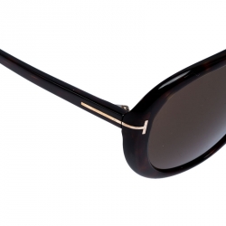 Pre Owned Tom Ford Brown Tortoise Marley Aviator Sunglasses