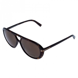 Pre Owned Tom Ford Brown Tortoise Marley Aviator Sunglasses