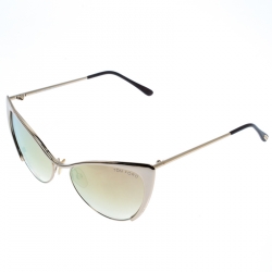 Pre Owned Tom Ford Gold Mirror TF 304 Nastasya Cat Eye Sunglasses