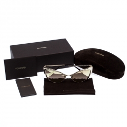 Pre Owned Tom Ford Gold Mirror TF 304 Nastasya Cat Eye Sunglasses
