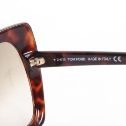 Pre Owned Tom Ford Brown Tortoise Shell Butterfly Sunglasses