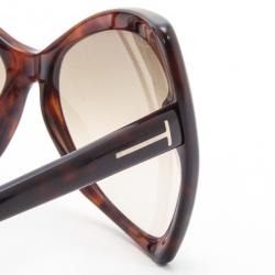 Pre Owned Tom Ford Brown Tortoise Shell Butterfly Sunglasses