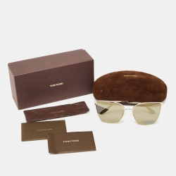 Pre Owned Tom Ford Black/Gold Helena TF653 Butterfly Sunglasses