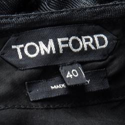Pre Owned Tom Ford Black Cutout Lace Detail Tiered Pencil Skirt S
