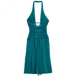 Tom Ford for Gucci Peacock Blue Corset Bodice Halter Dress M