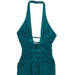 Tom Ford for Gucci Peacock Blue Corset Bodice Halter Dress M