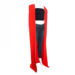 Tom Ford Scarlet Red Silk Open Front Cape Coat L