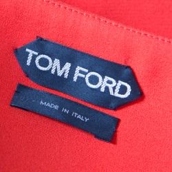 Tom Ford Scarlet Red Silk Open Front Cape Coat L