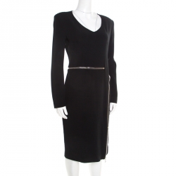 Pre Owned Tom Ford Black Zip Detail Long Sleeve Dress M
