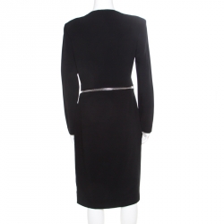 Pre Owned Tom Ford Black Zip Detail Long Sleeve Dress M