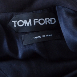 Tom Ford Black Stretch Crepe Open Back Zip Detail Long Sleeve Dress M