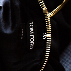 Pre Owned Tom Ford Black Stretch Crepe Zip Detail Open Back Sheath Dress XS