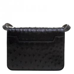 Pre Owned Tom Ford Black Ostrich Leather Small Natalia Crossbody Bag