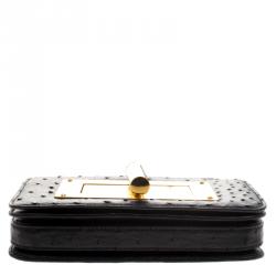 Pre Owned Tom Ford Black Ostrich Leather Small Natalia Crossbody Bag