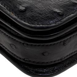 Pre Owned Tom Ford Black Ostrich Leather Small Natalia Crossbody Bag