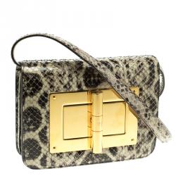 Pre Owned Tom Ford Black/Beige Python Small Natalia Shoulder Bag