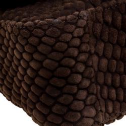 Tom Ford Brown Python Embossed Suede Carine Double Flap Shoulder Bag