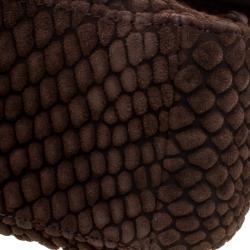 Tom Ford Brown Python Embossed Suede Carine Double Flap Shoulder Bag